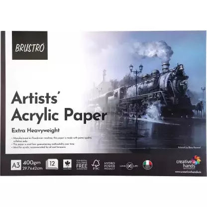 BRUSTRO ACRYLIC GLUED PAD 400GSM A3