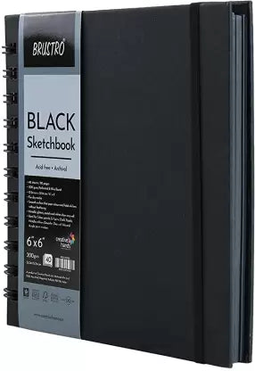 BRUSTRO SKETCHBOOK BLACK TONED 200GSM 6X6