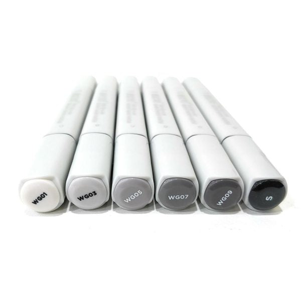 BRUSTRO ALCOHOL MARKER TWIN TIP WARM GRAY-A SET OF 6