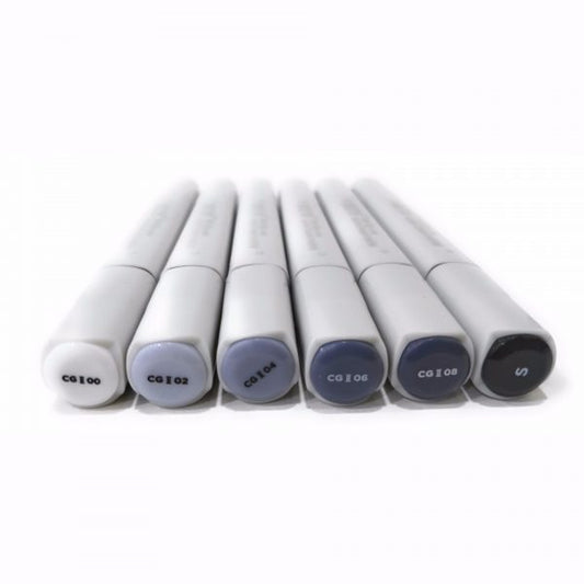 BRUSTRO ALCOHOL MARKER TWIN TIP COOL GRAY-B SET OF 6