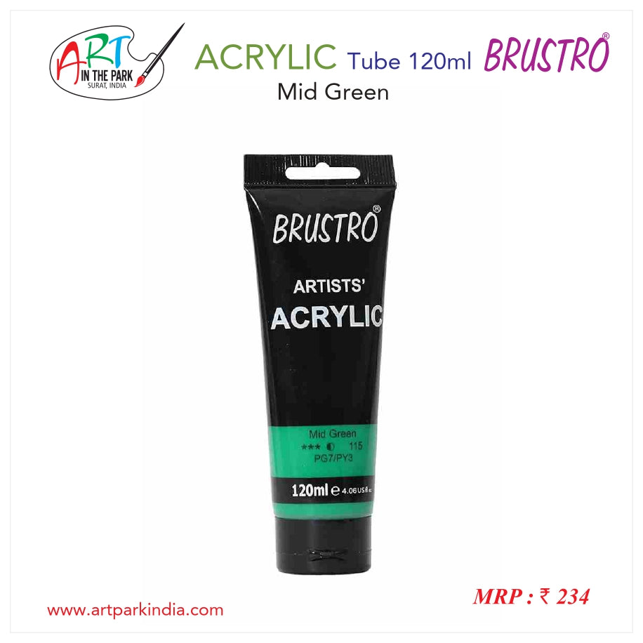 BRUSTRO ACRYLIC TUBE 120ml MID GREEN