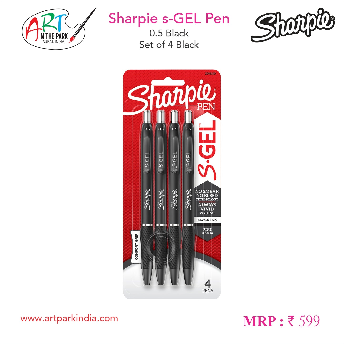 SHARPIE s-GEL PEN 0.5 BLACK SET OF 4