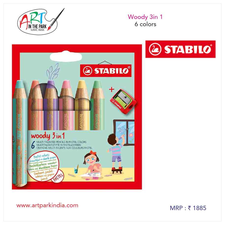 STABILO WOODY 3IN 1 6 COLOUR